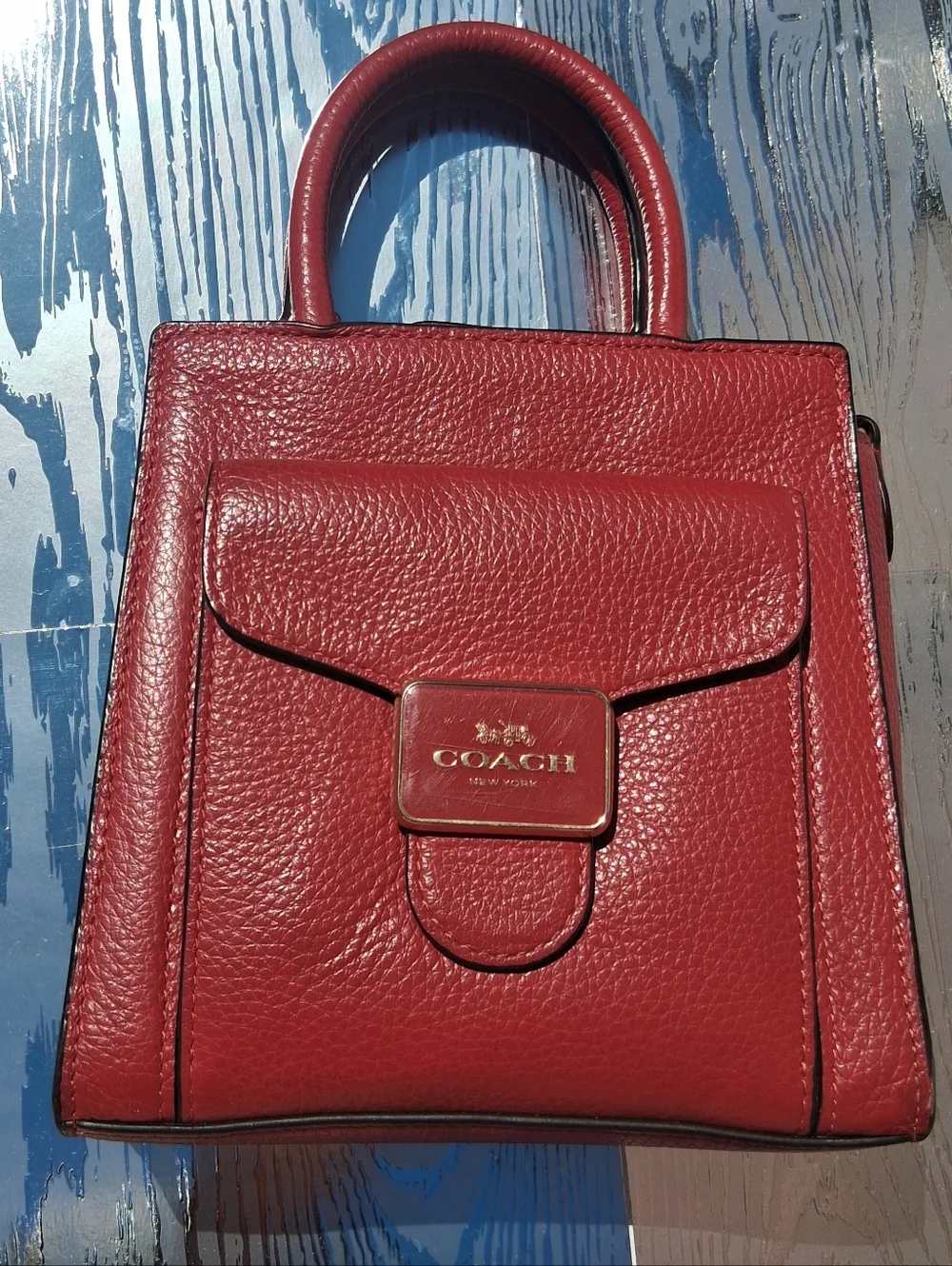 Coach Red Pebbled Leather Crossbody Bag With Matching Wallet - Picture 7 of 7